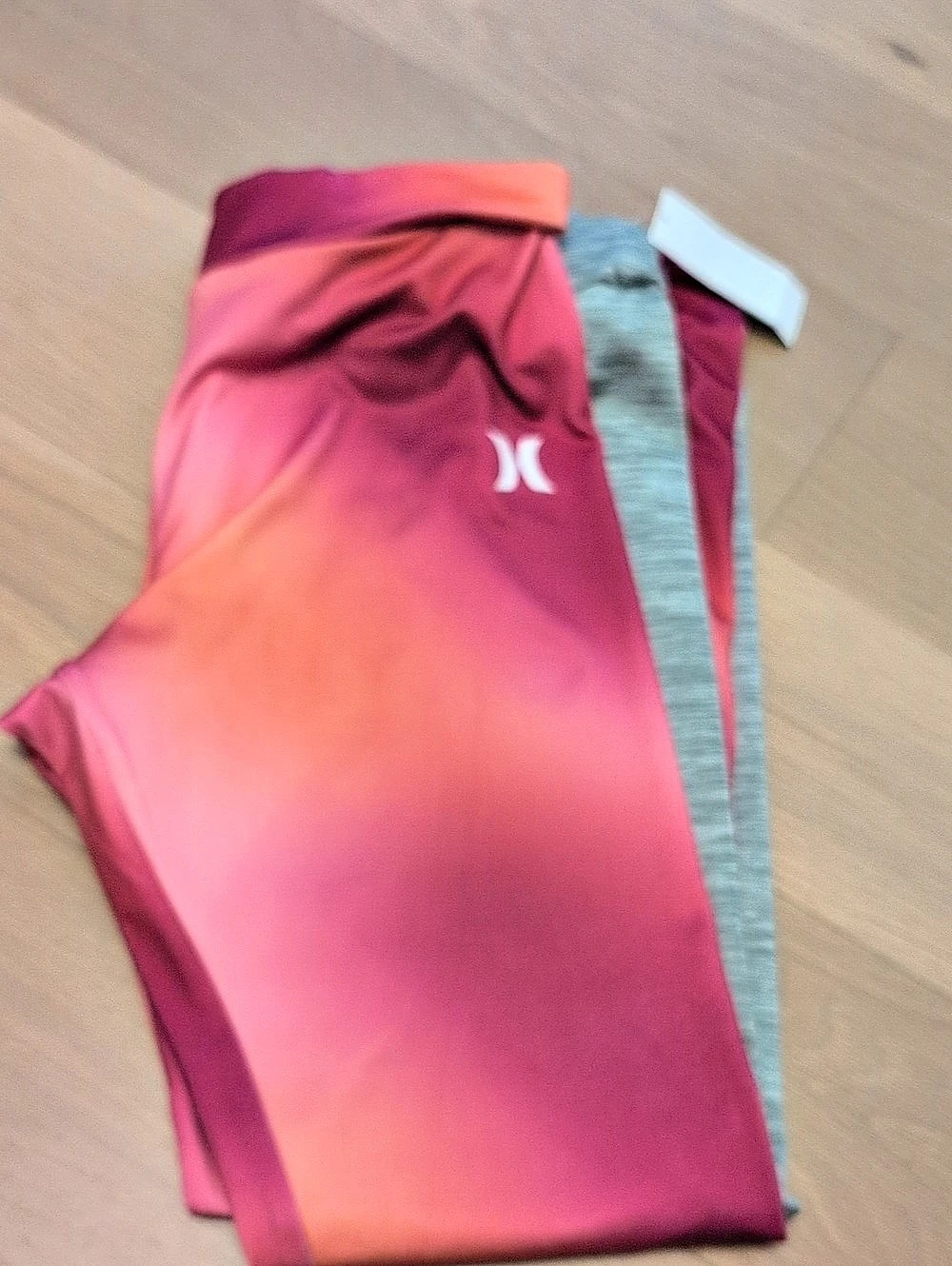 Hurley Girls Athletic Leggings Pink & Gray Size 14/16
